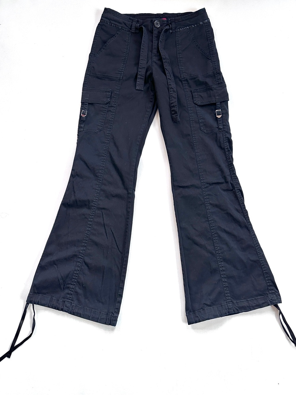 Z. CAVARICCI Y2K BLACK MID-RISE CARGO UTILITY INDIE GRUNGE WIDE LEG PANTS Sz12